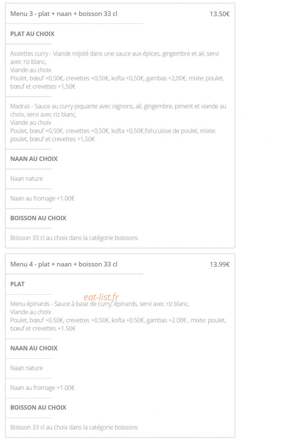 Croix Rousse Tandoori — carte page 9