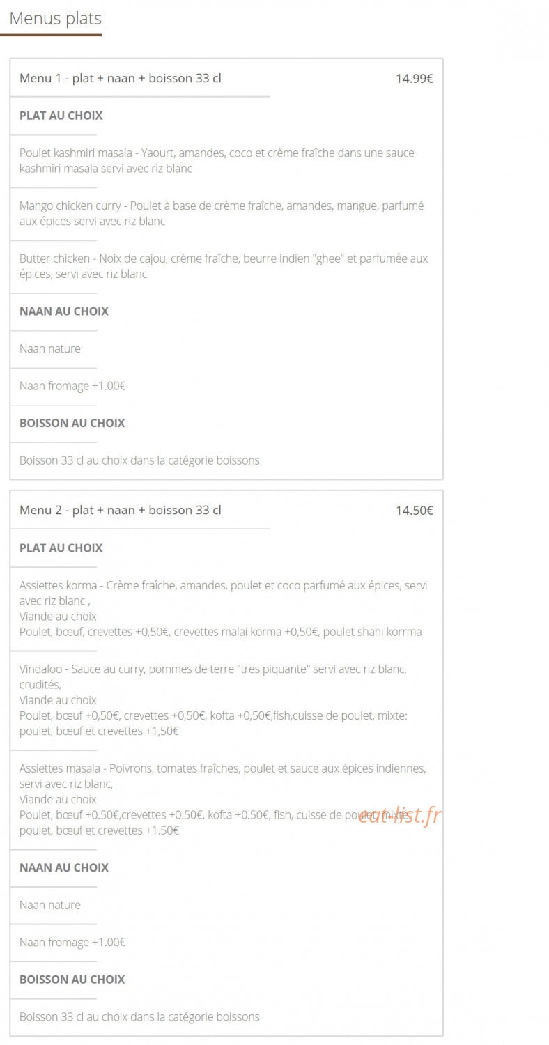 Croix Rousse Tandoori — carte page 8