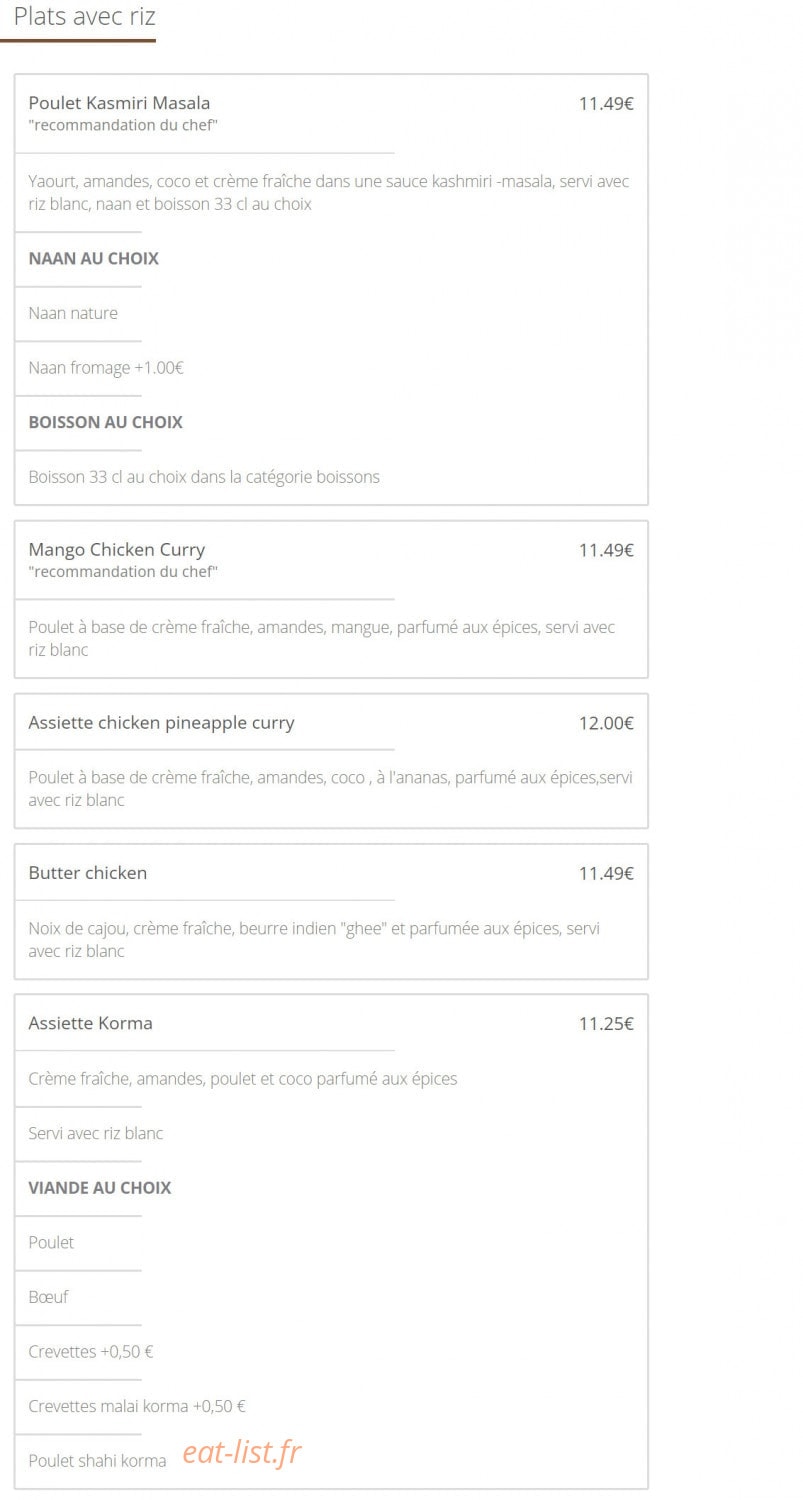 Croix Rousse Tandoori — carte page 2