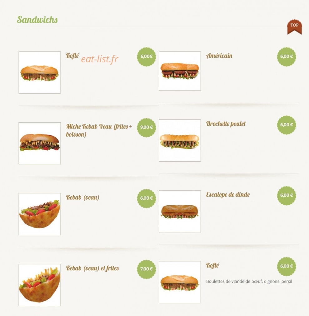 Restaurant de l'angle — carte page 4