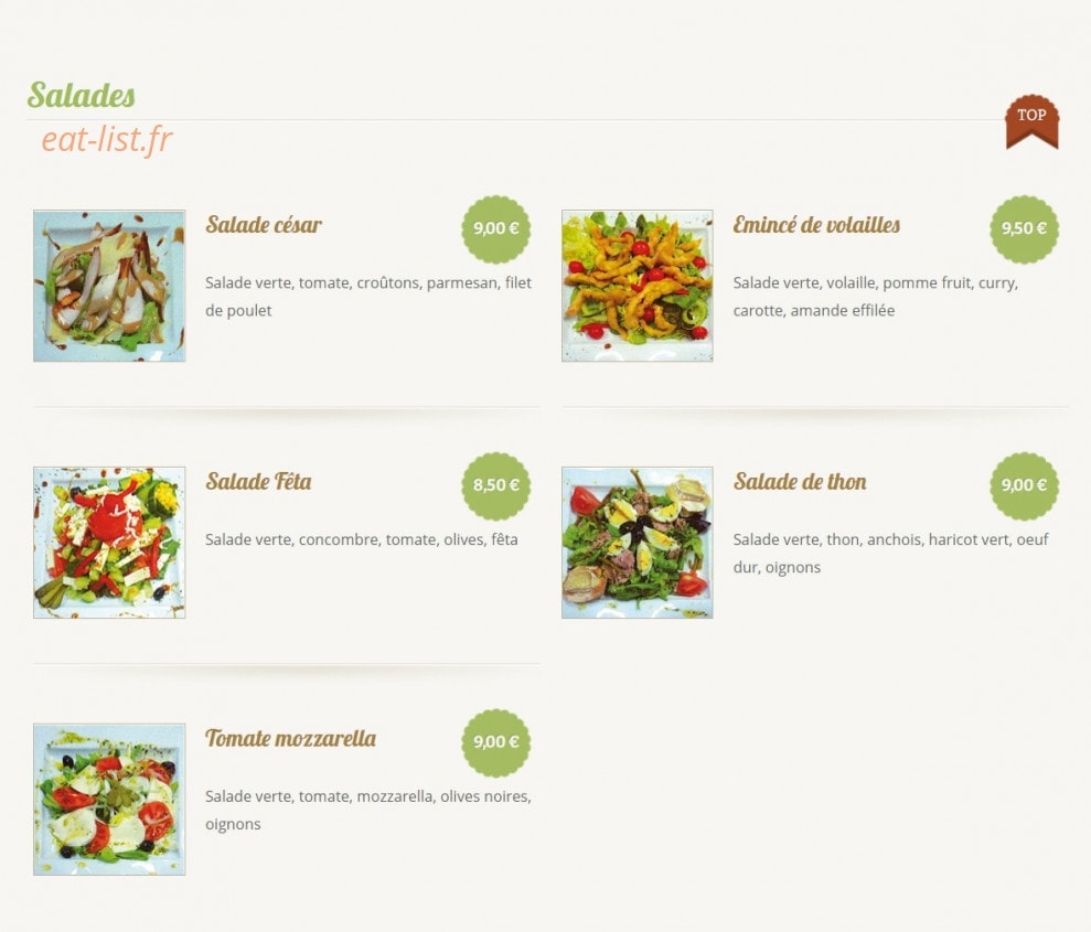 Restaurant de l'angle — carte page 7