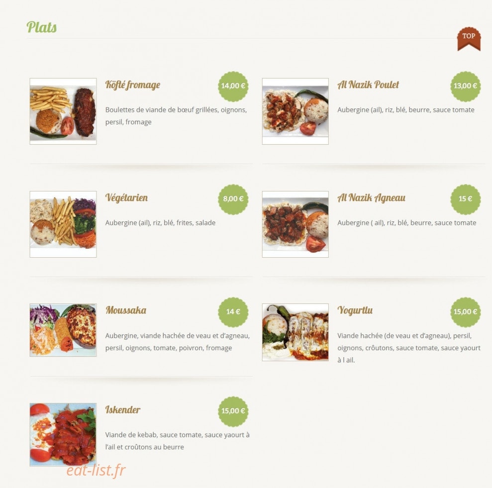 Restaurant de l'angle — carte page 2