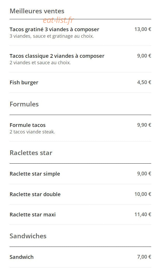 Taco's Factory — carte page 1