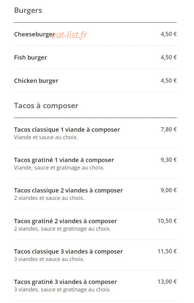 Taco's Factory — carte page 2
