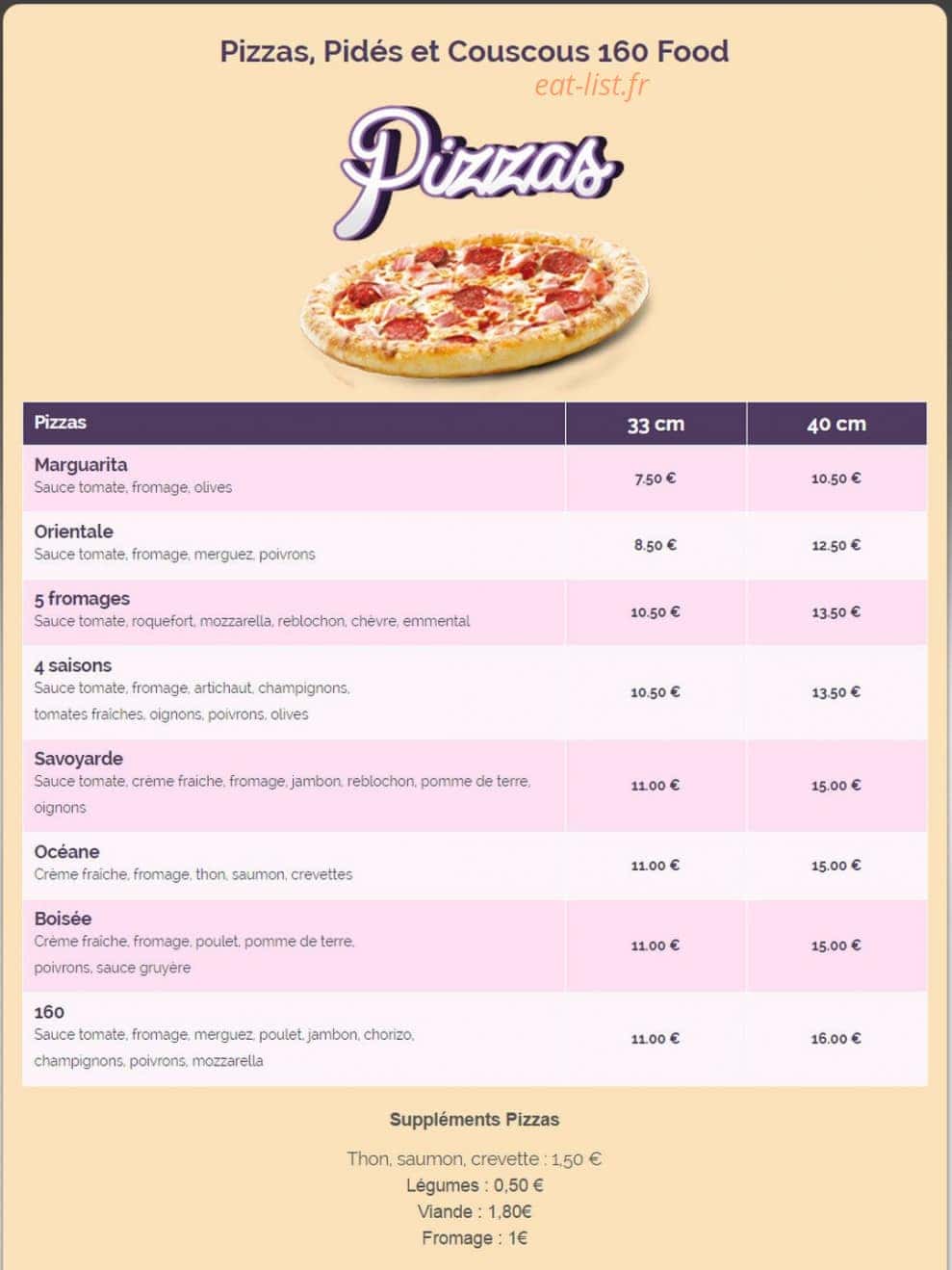 160 food — carte page 3