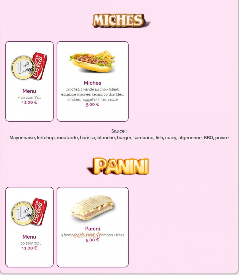 160 food — carte page 2