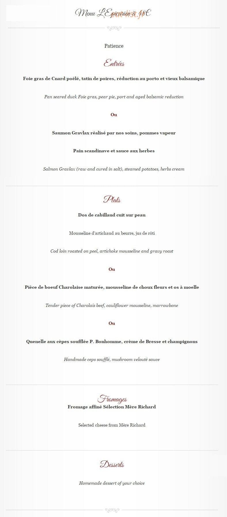 Aux Trois Maries — carte page 3