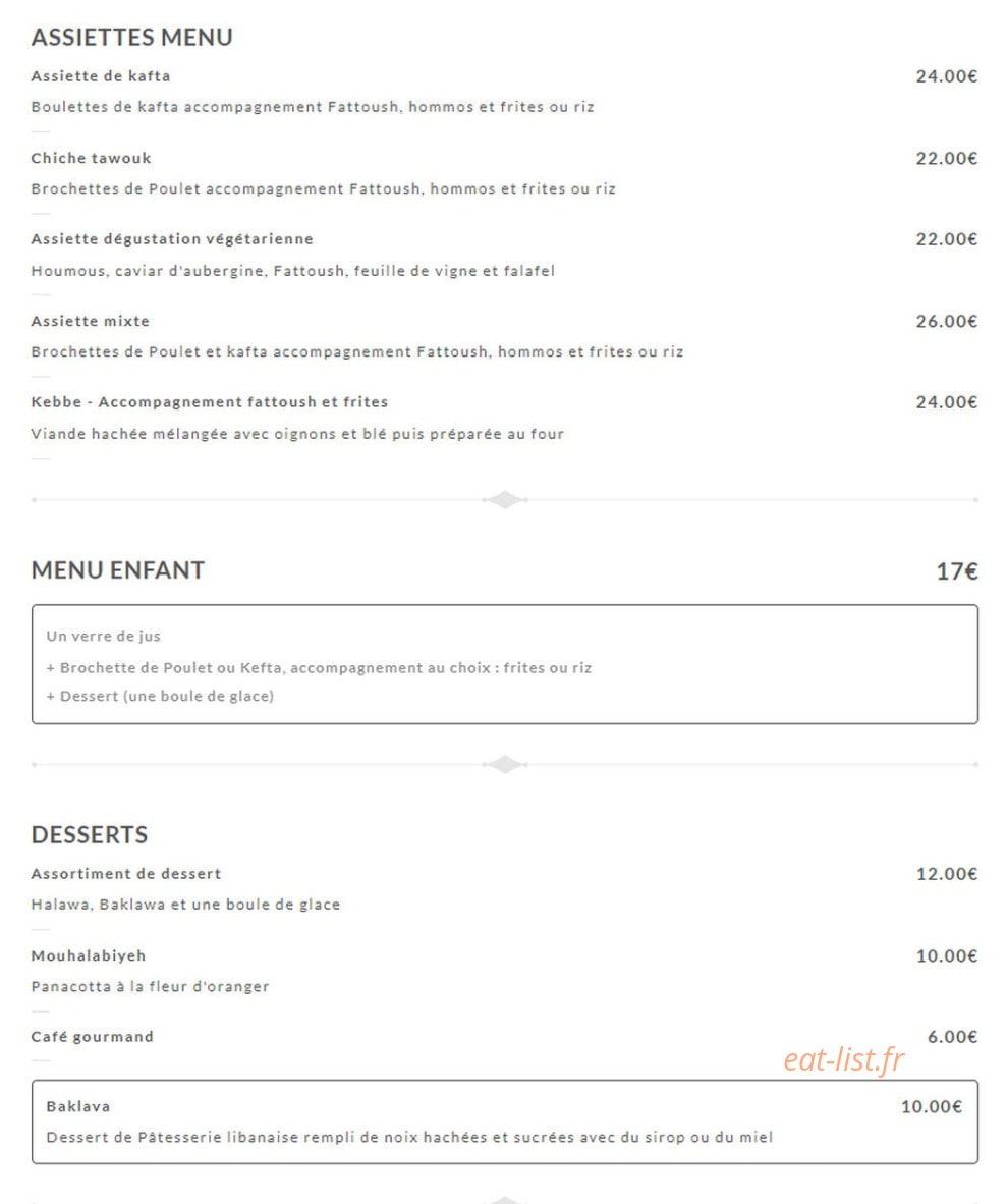 Beyrouth Kitchen — carte page 3