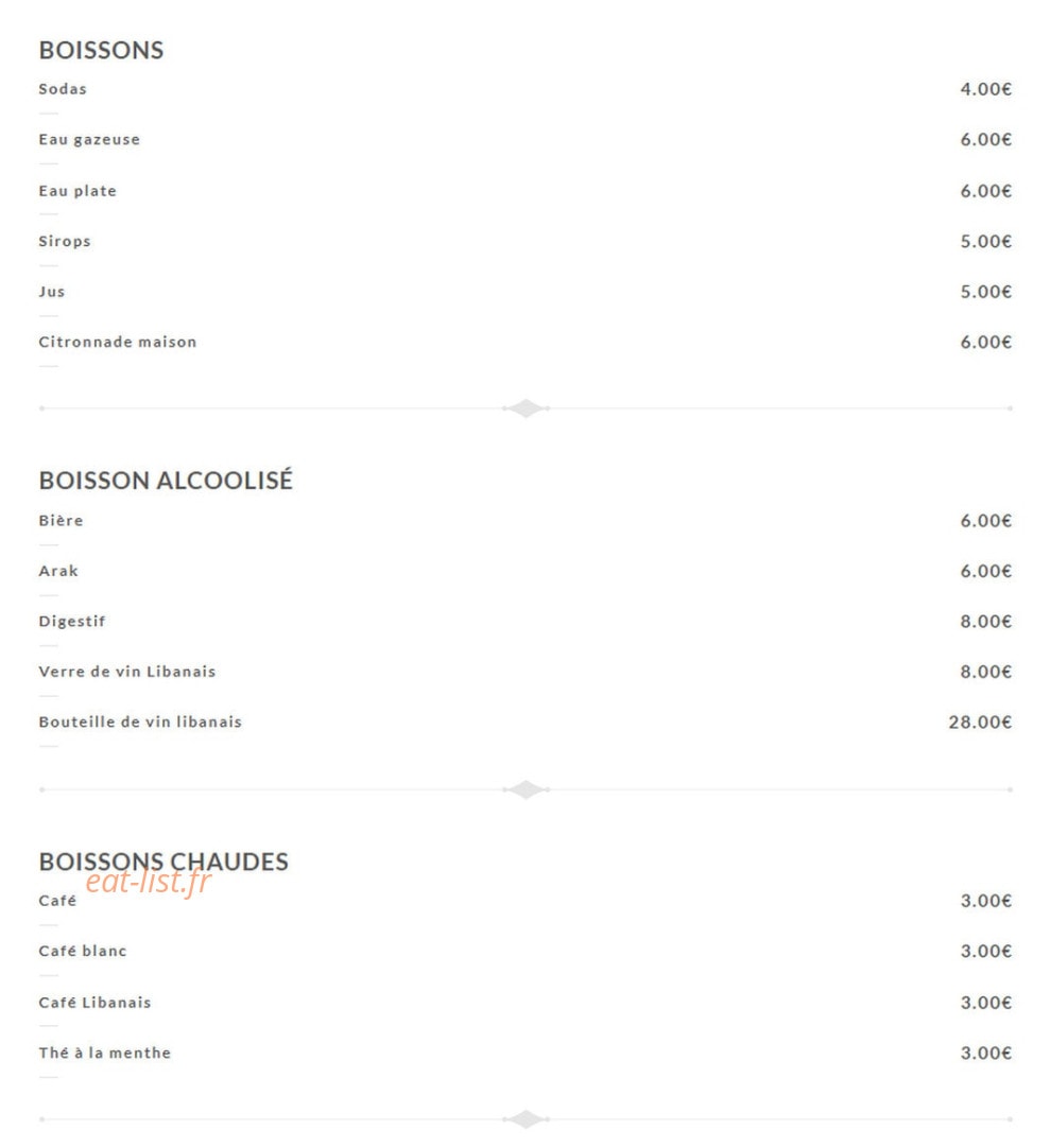 Beyrouth Kitchen — carte page 4