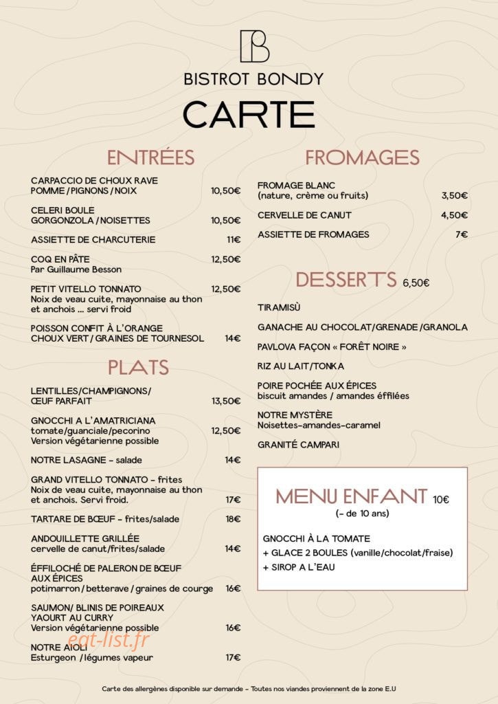 Bistrot Bondy — carte page 2