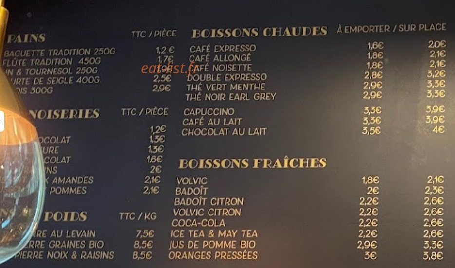 Boulangerie Saint Paul — carte page 1