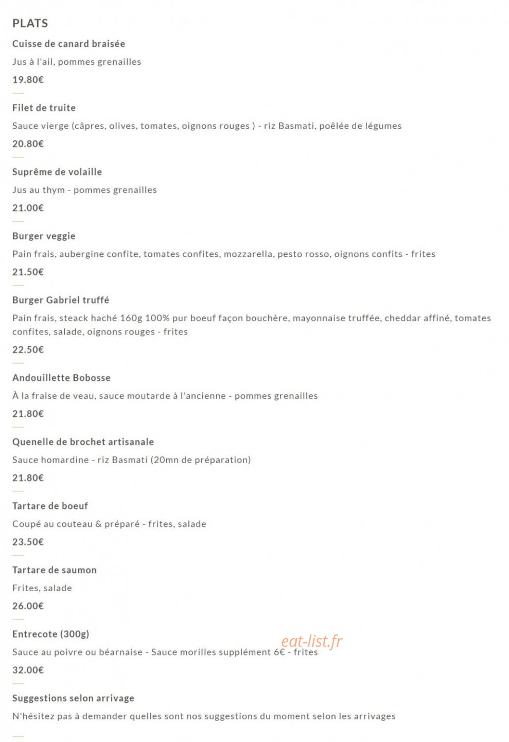 Brasserie Gabriel — carte page 6