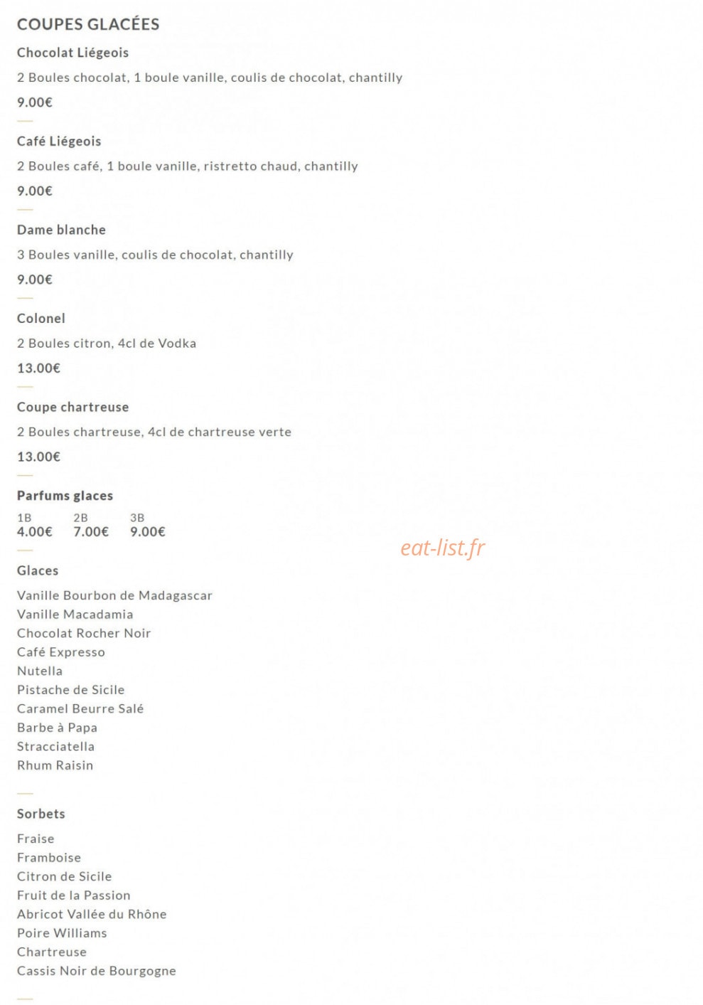 Brasserie Gabriel — carte page 9