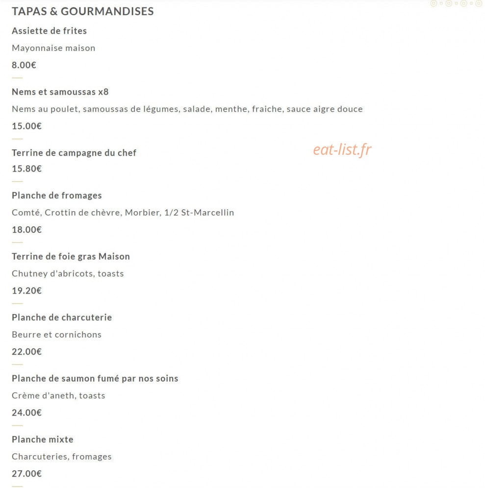 Brasserie Gabriel — carte page 1
