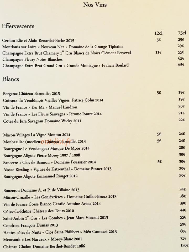 Cinq Mains — carte page 1