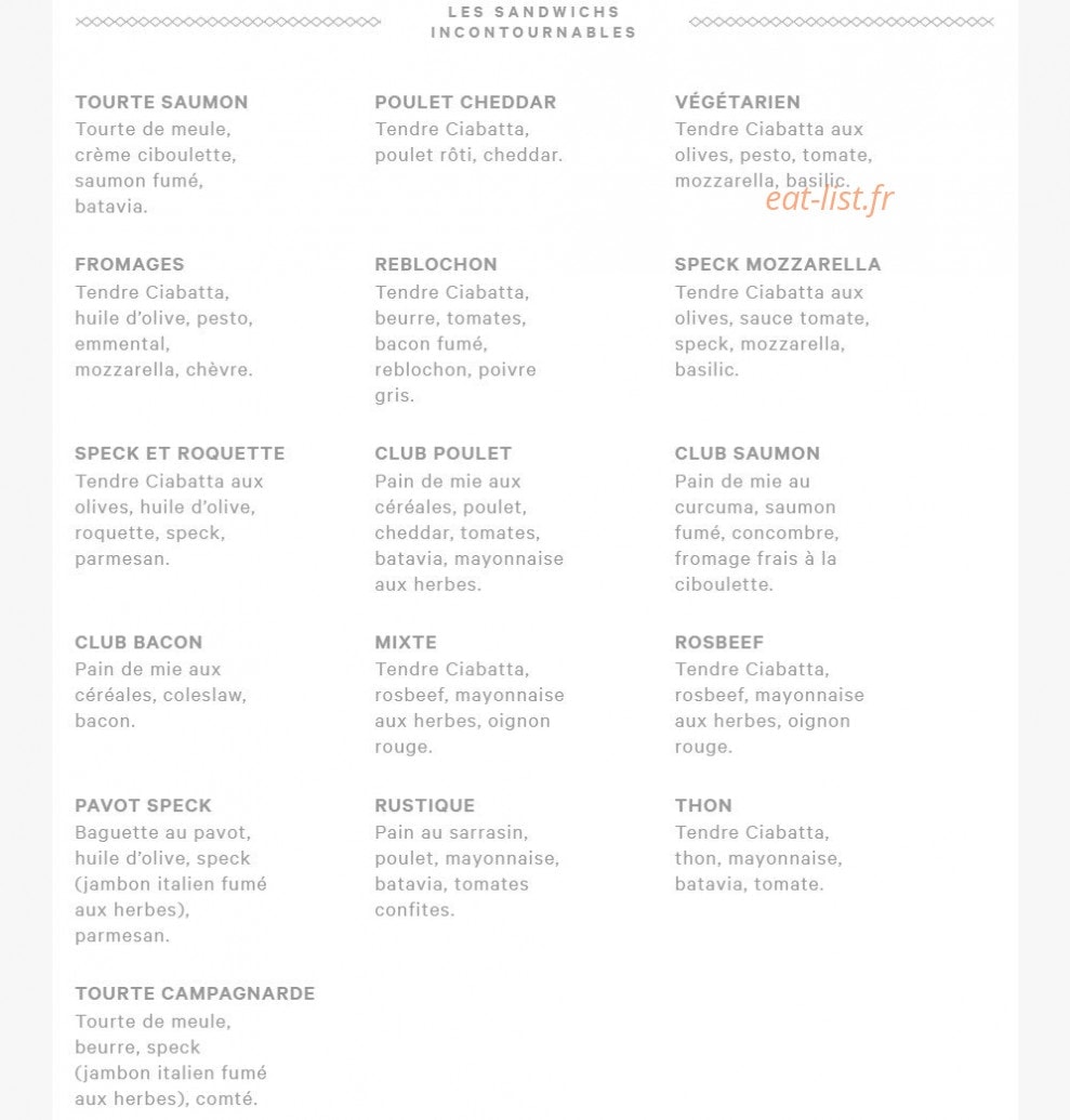 Eric kayser — carte page 1
