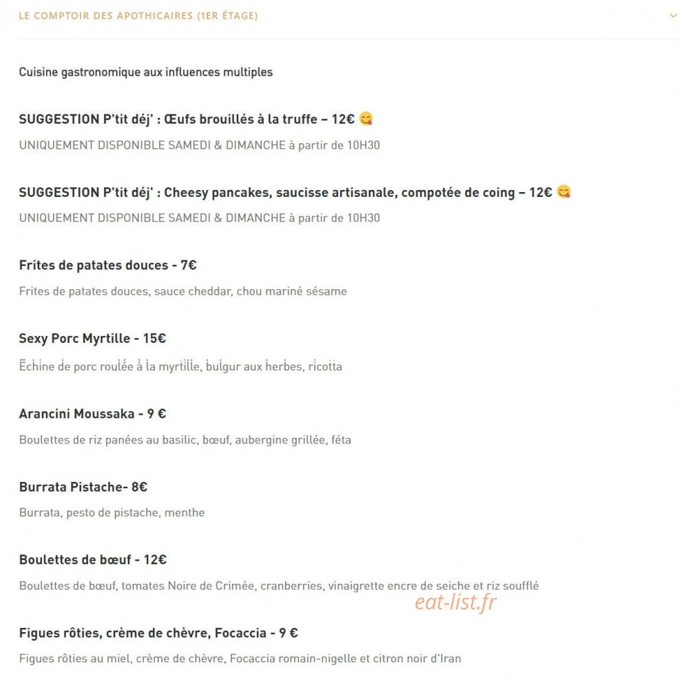 Food Traboule — carte page 1