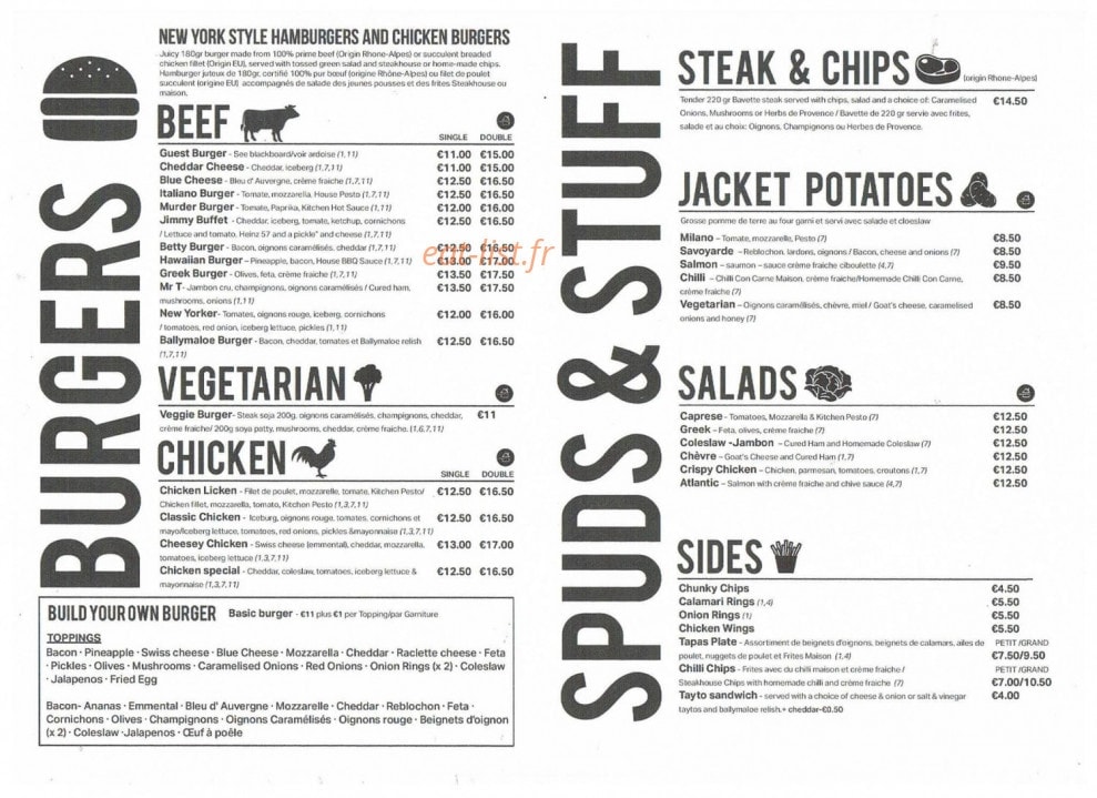 Johnny's Kitchen — carte page 2