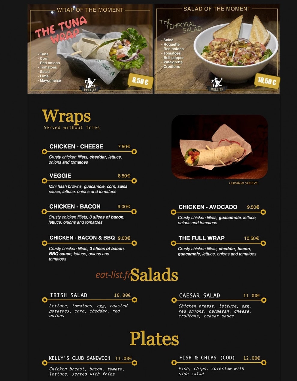 Kelly's Pub — carte page 12