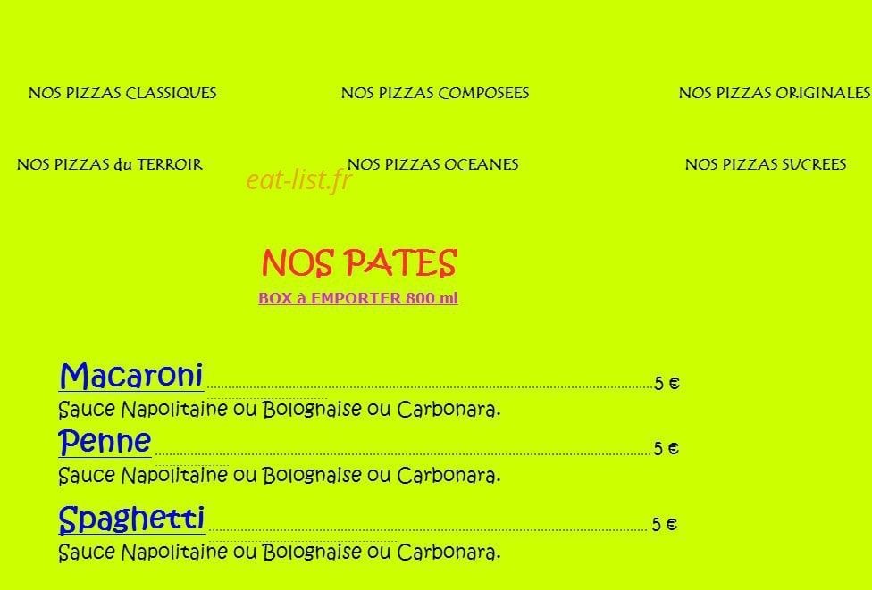 Kib pizz' — carte page 1