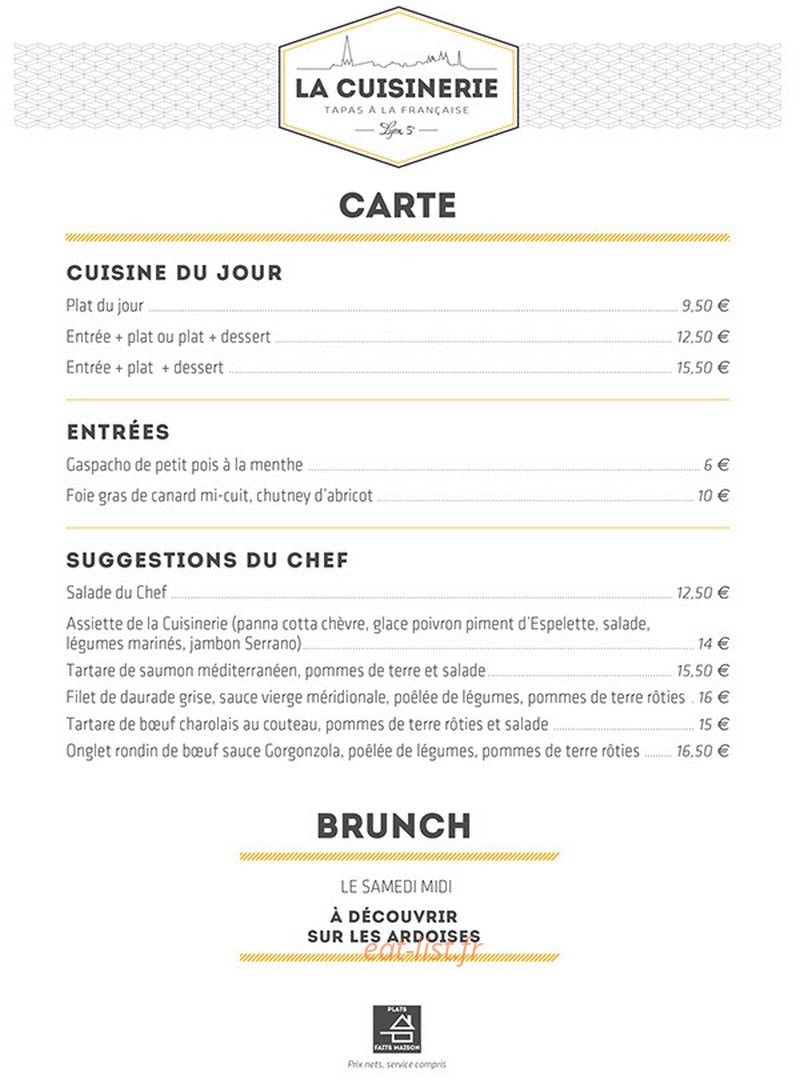 La Cuisinerie — carte page 1