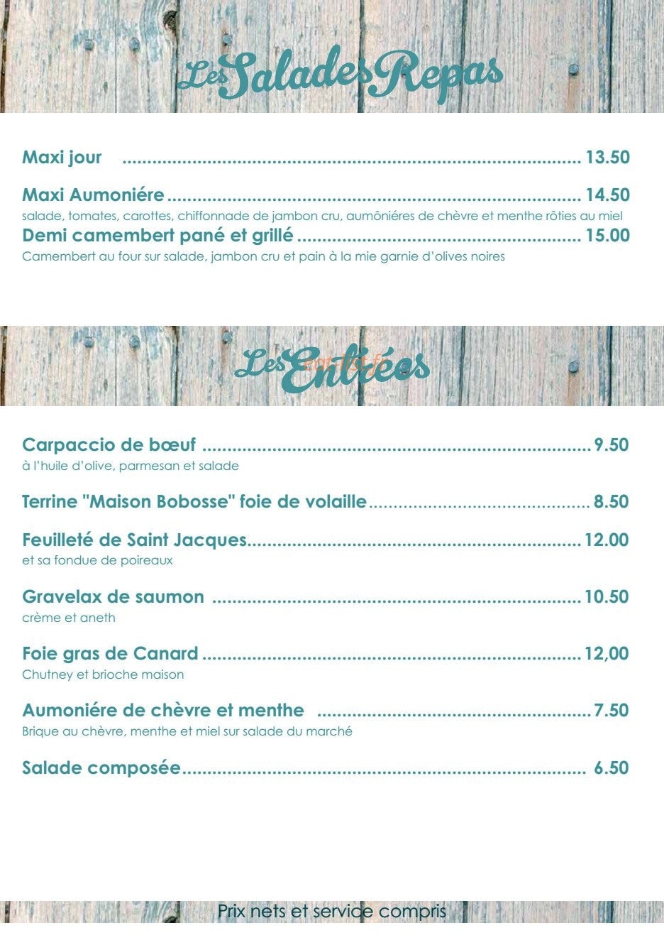 La Petite Auberge — carte page 3