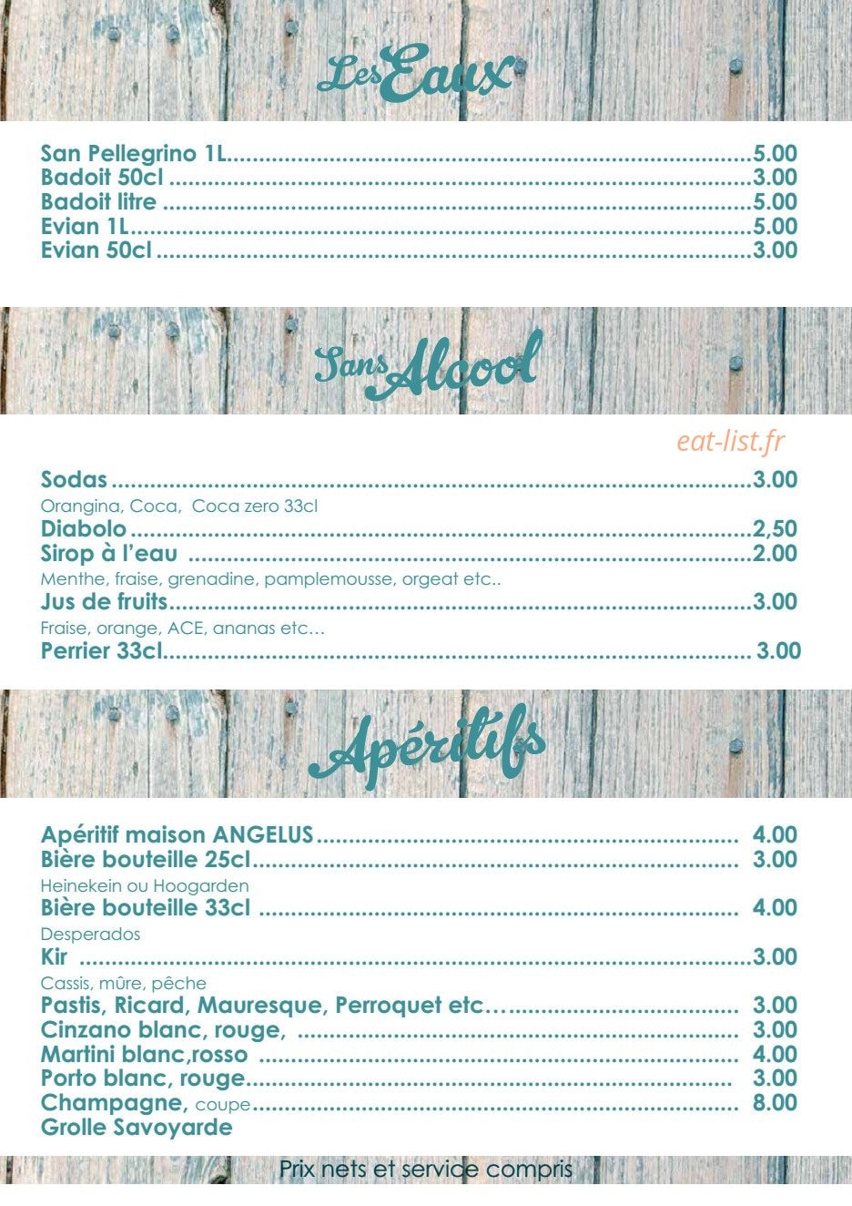 La Petite Auberge — carte page 6