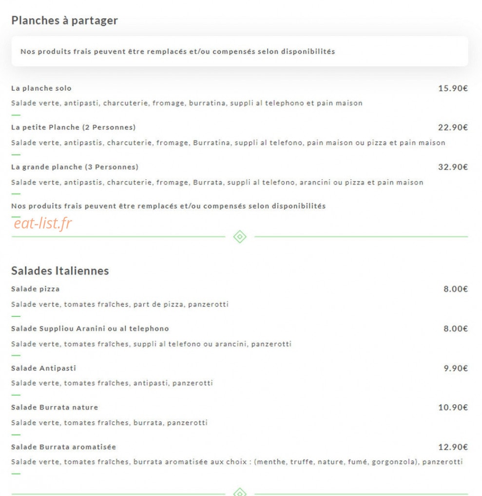 La Piazzetta — carte page 1