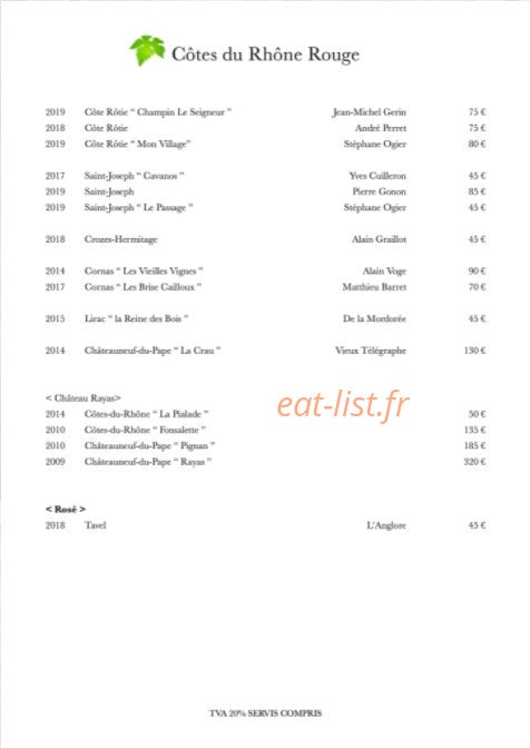 La Sommeliere — carte page 8