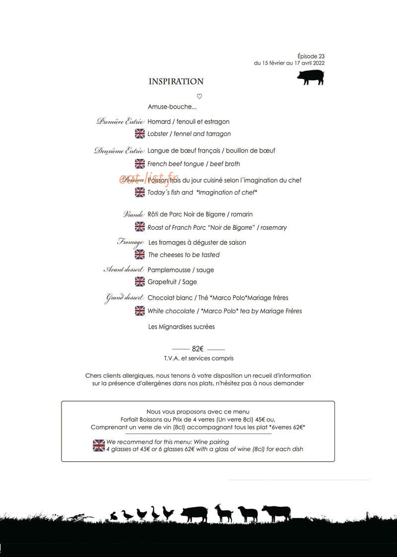 La Sommeliere — carte page 1