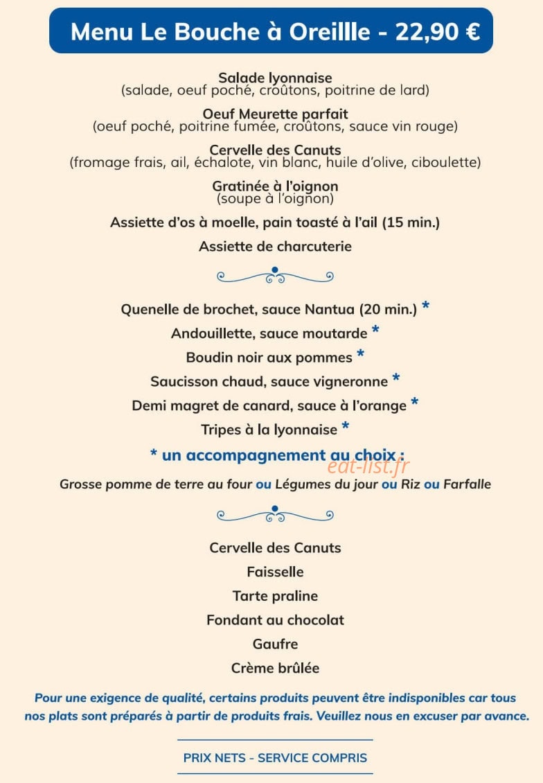 Le Bouche à Oreille — carte page 1