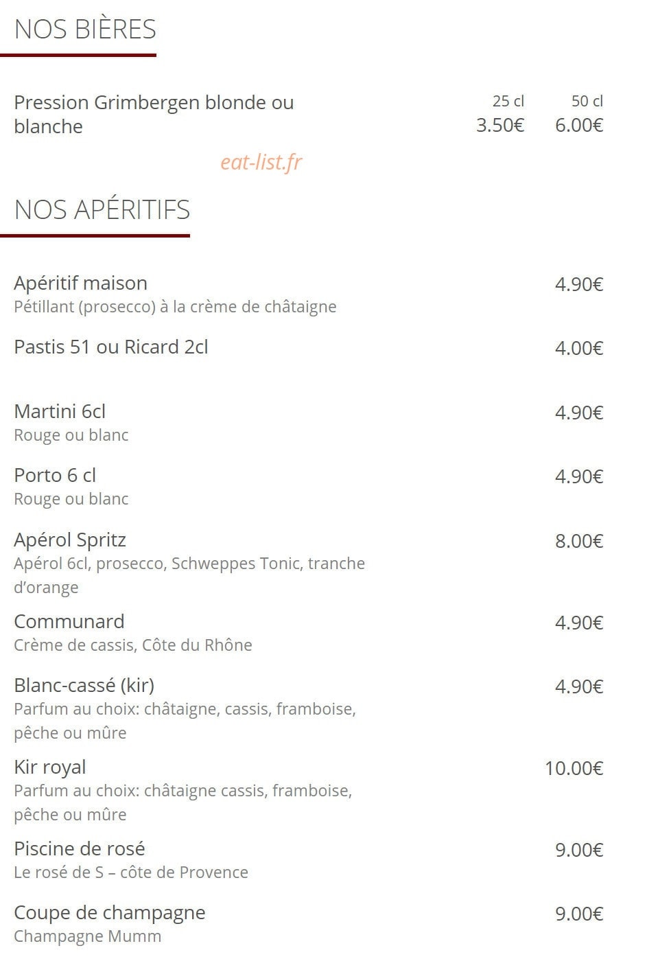 Le Pique Assiette — carte page 14