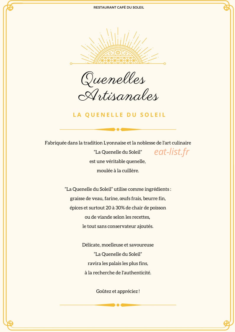 Restaurant Café du Soleil — carte page 7