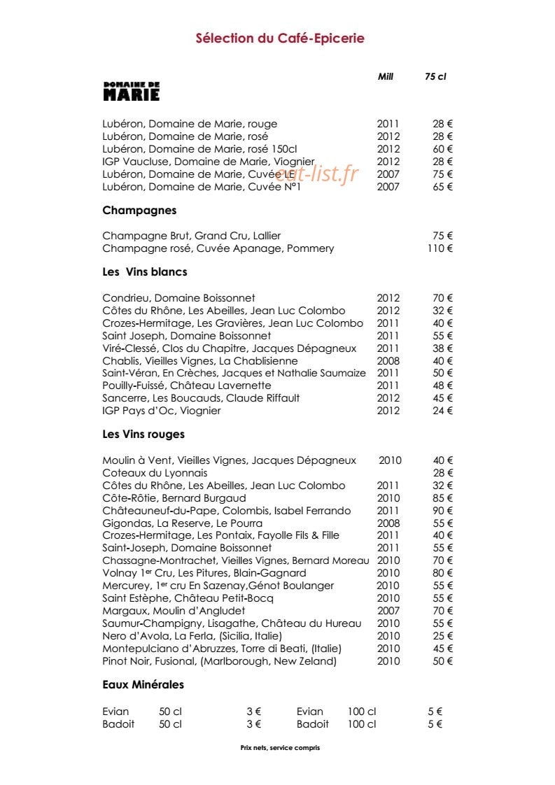 Restaurant Cour des Loges — carte page 3