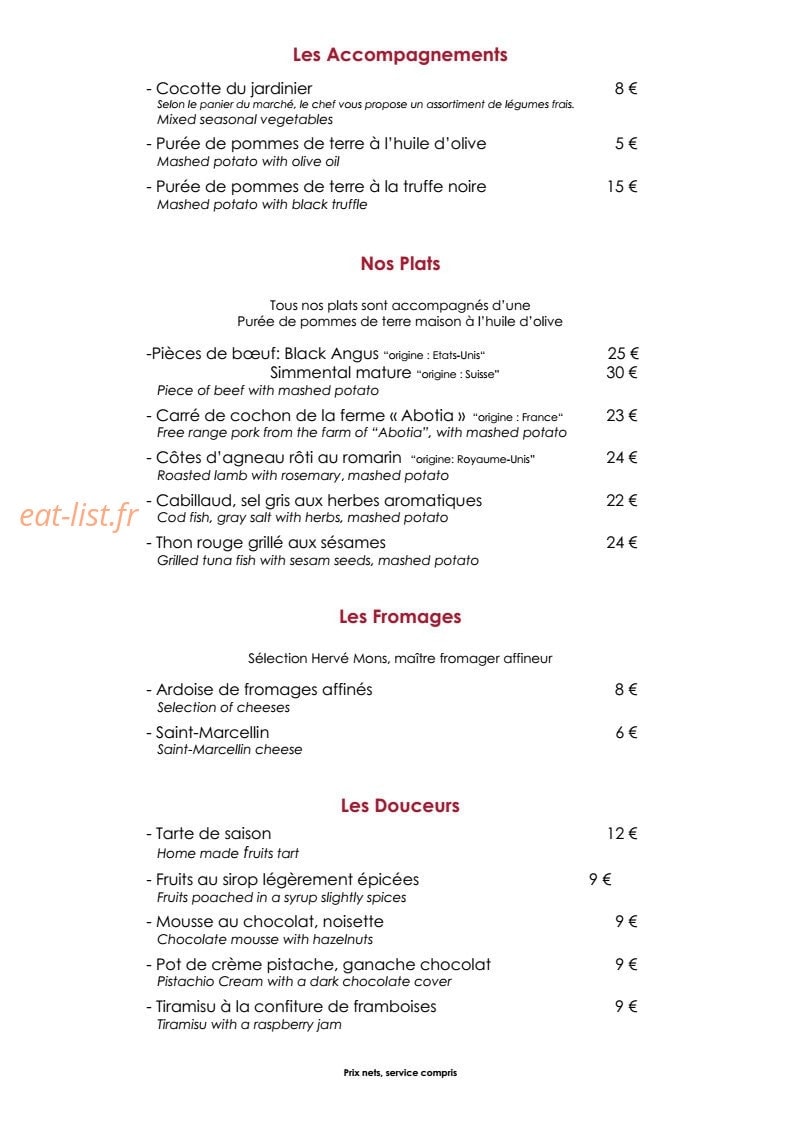 Restaurant Cour des Loges — carte page 2