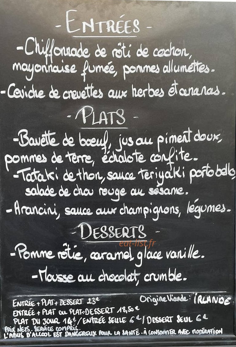 Rétro Bistro — carte page 1