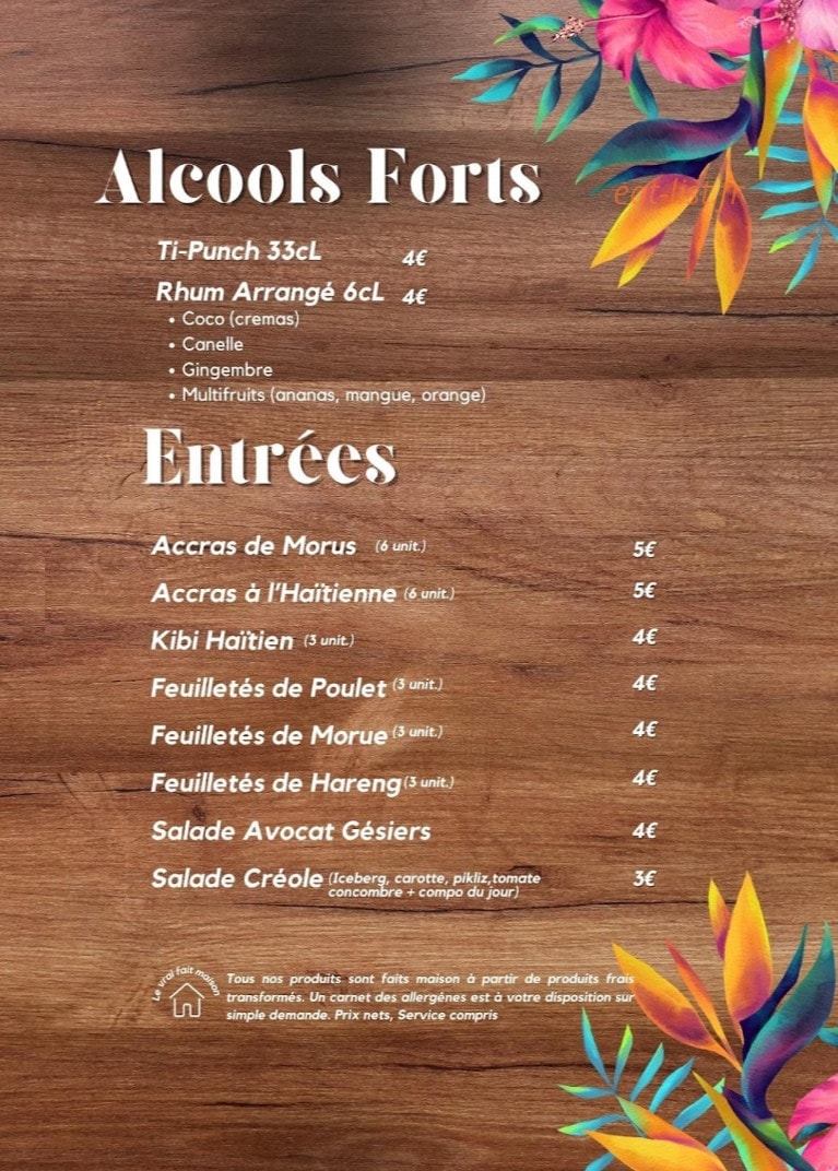 Tropik Foods — carte page 2