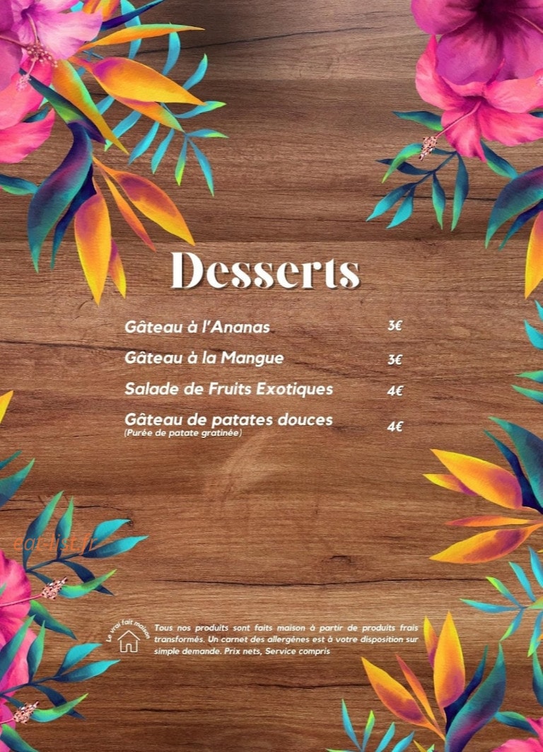Tropik Foods — carte page 3