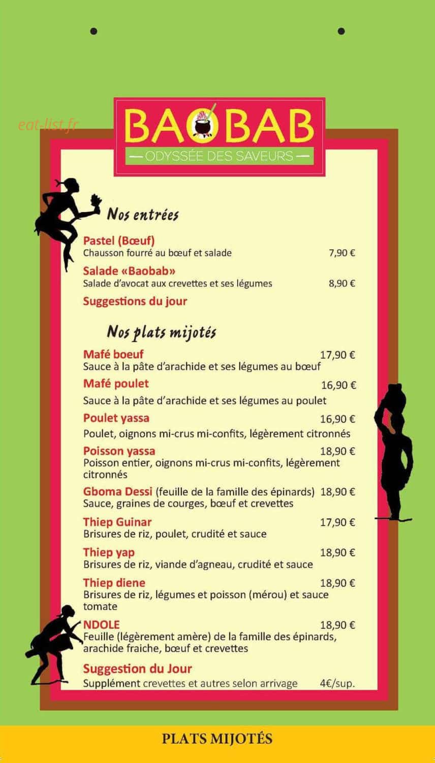 Baobab, Odyssée des Saveurs — carte page 1