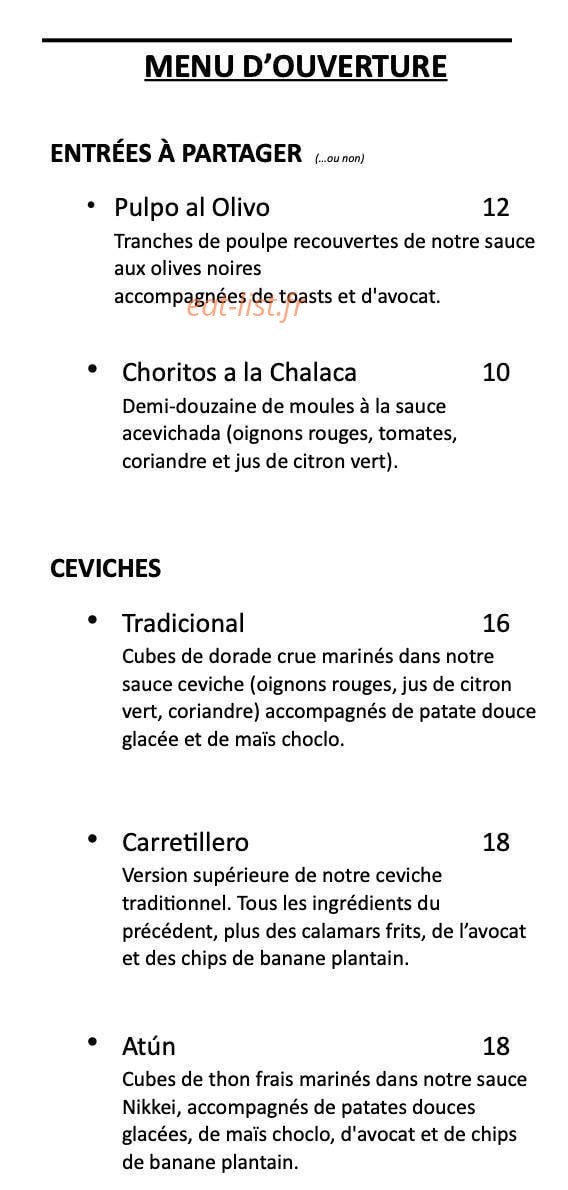 Barra ceviche — carte page 1