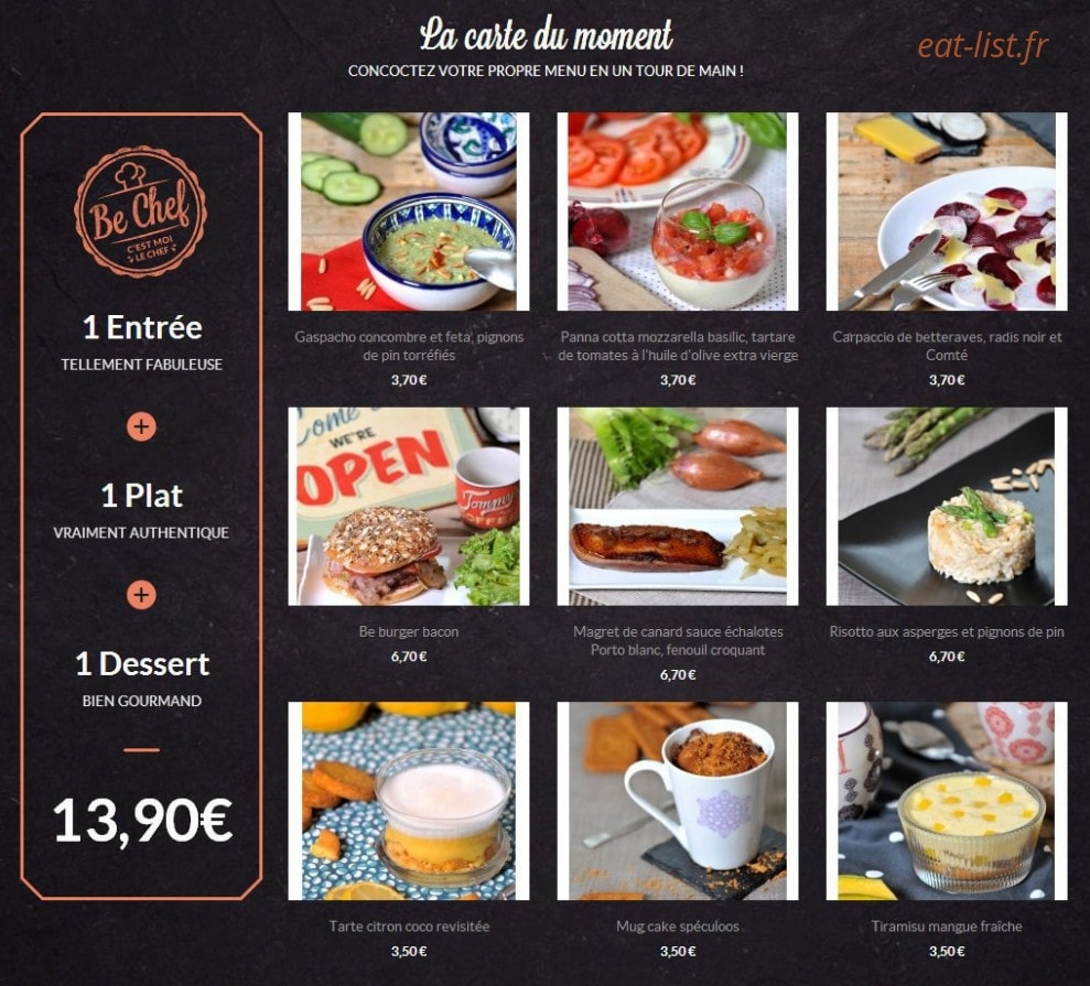 Be Chef — carte page 2
