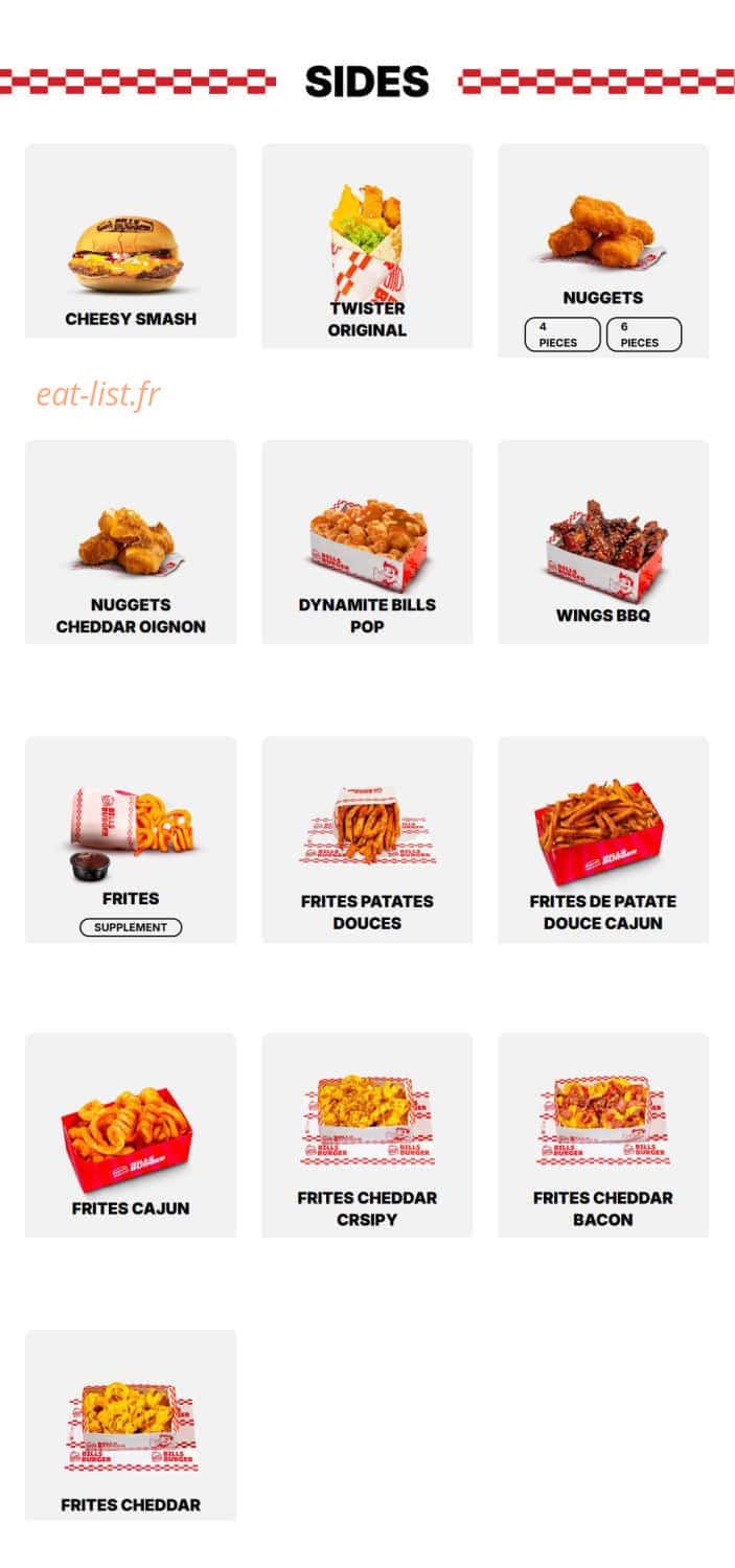Bill's Burger — carte page 2