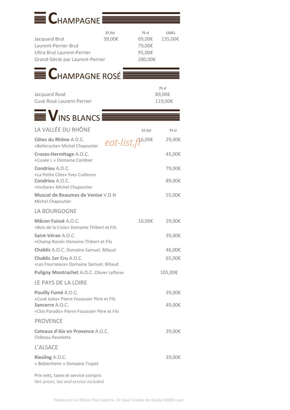 Bistrot Rive Gauche — carte page 6