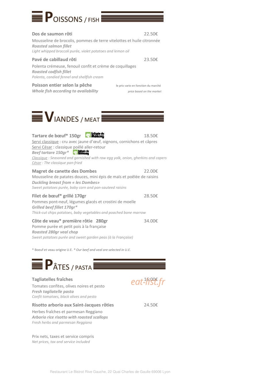 Bistrot Rive Gauche — carte page 4
