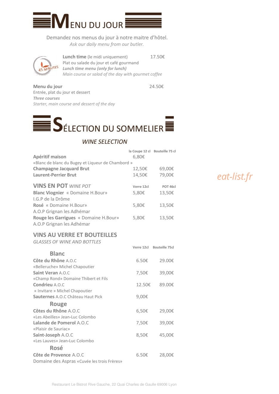 Bistrot Rive Gauche — carte page 2