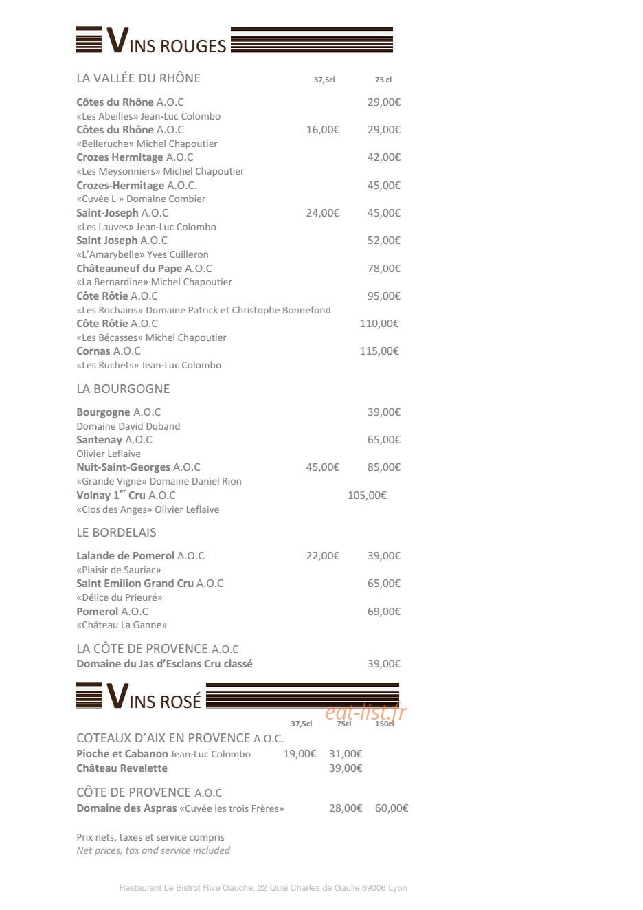 Bistrot Rive Gauche — carte page 7