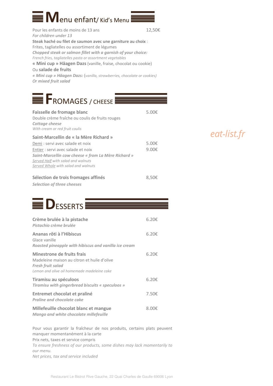 Bistrot Rive Gauche — carte page 5