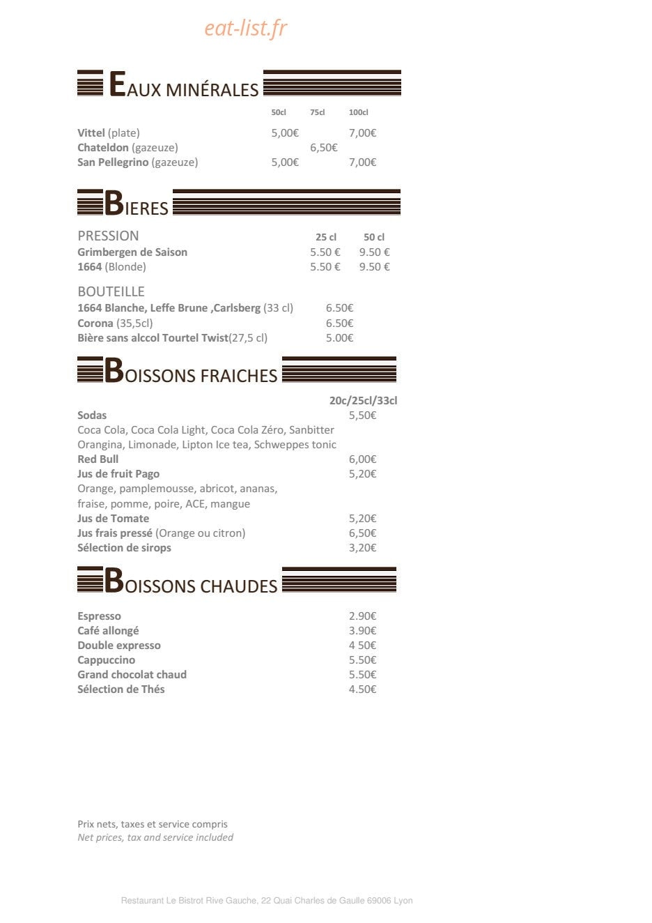 Bistrot Rive Gauche — carte page 8
