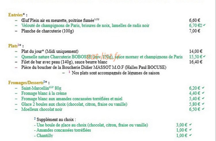 Bistrot Tête d'Or — carte page 1