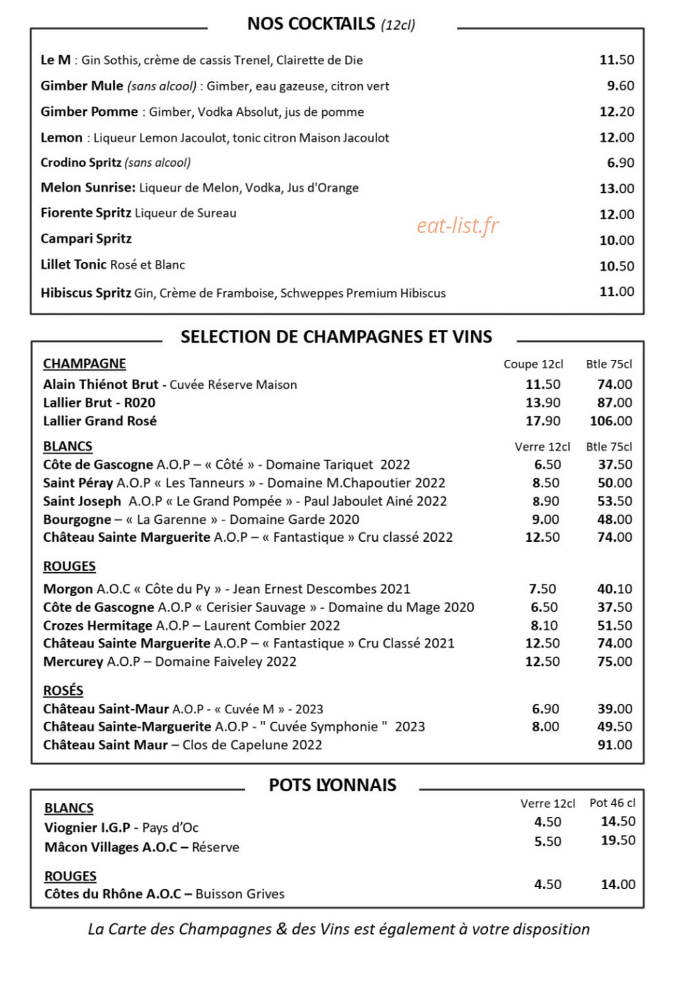 Brasserie L'Est — carte page 6
